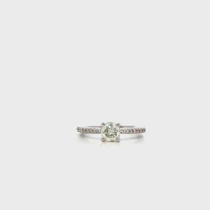 Solitaire Diamond Engagement Ring 14k White Gold, Thin Band Engagement Ring, Simple Promise Ring For Her, Solitaire Engagement Ring,  #6459