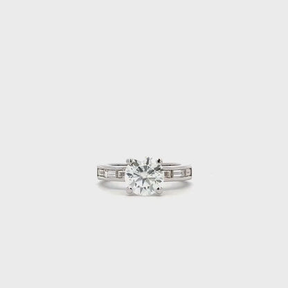 2.70 CTW Lab Grown Diamond Engagement Ring 14K Gold Round Cut Lad Created Diamond Anniversary Ring For Her Three Stone Diamond Ring # 8495