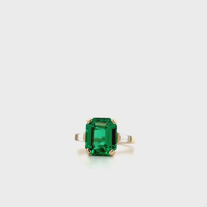 7.50 CTW Large Emerald Engagement Ring 14K Solid Gold , Emerald Cut Emerald Wedding Ring , May Birthstone Jewelry , Promise Ring ,  #8667