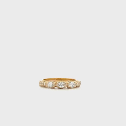 Lab Diamond Wedding Band , Unique Antique Marquis Lab Grown Diamond Stacking Band 14K Solid Gold , Half Eternity Cluster Diamond Ring #8832