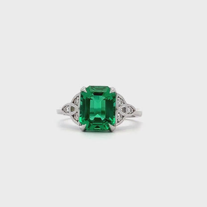 Emerald Engagement Ring | Emerald Cut Moissanite, 14K Yellow Gold