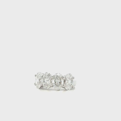 4CTW Oval Lab Grown Diamond 4 Stone Wedding Band 14K Solid Gold , IGI Certified Lab Diamond Stacking Band , #8828
