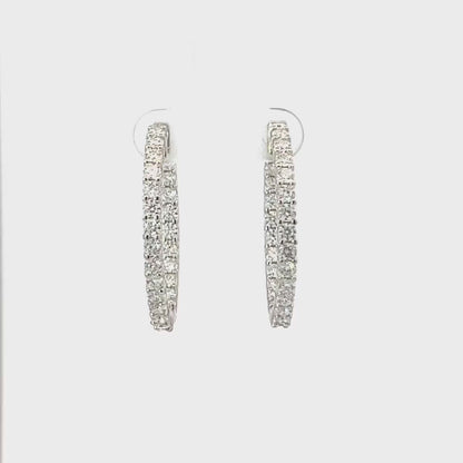 Lab Diamond hoop earring 14K solid gold, Inside out diamond hoop earrings, Everyday hoop earrings, huggie hoop earrings, endless hoops #8116