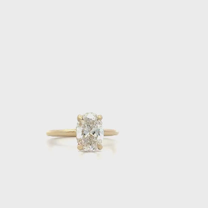 2.00 CTW Oval Cut Lab Grown Diamond Engagement Ring with Hidden Halo in 14K Solid Gold , Simple Oval Lab Diamond Wedding Ring , #8820