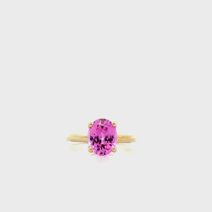 Pink Sapphire Solitaire Ring, Ladies Sapphire Engagement Ring, 14k White Gold Ring, Oval Sapphire Anniversary Ring, Birthstone Ring, #6448