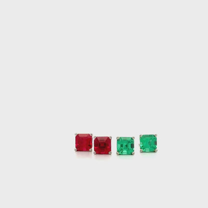 May Birthstone Earrings , Ladies Earrings , Asscher Emerald Studs , 14k Gold Earrings, Mothers Day , Birthday Gift , #8841