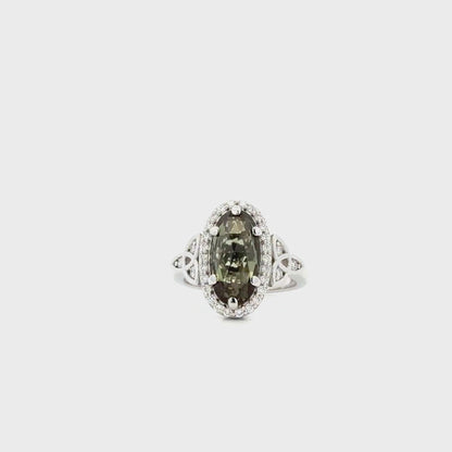 Olive Green sapphire or Ruby Elongated  Rose Cut 14k Solid Gold Diamond or Moissanite Accents