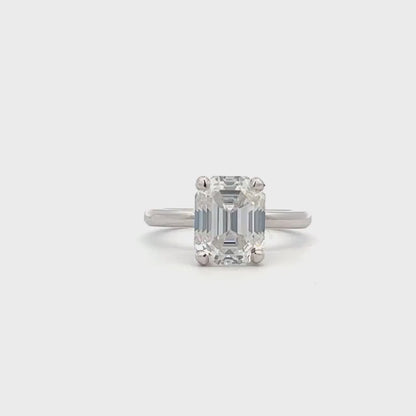 Moissanite solitaire engagement ring 14k solid gold, Emerald cut moissanite wedding ring, emerald moissanite handmade ring for women, #8103