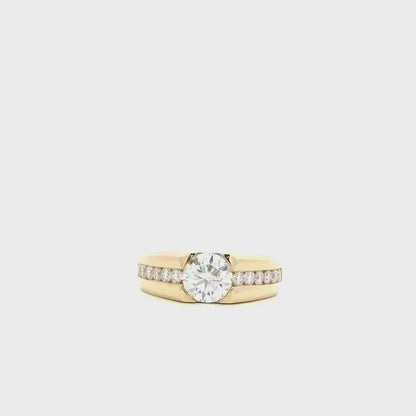 Lab grown diamond mens ring 14k solid gold, half bezel mens diamond ring, Fathers day gift, mens pinky ring, real diamond ring mans