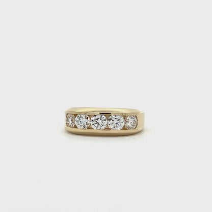 Mens Lab Grown Diamond Ring | 14K Solid Gold 5 Stone Lab Created Mens Diamond Ring | Thick Band Mens Diamond Engagement Ring | #8244