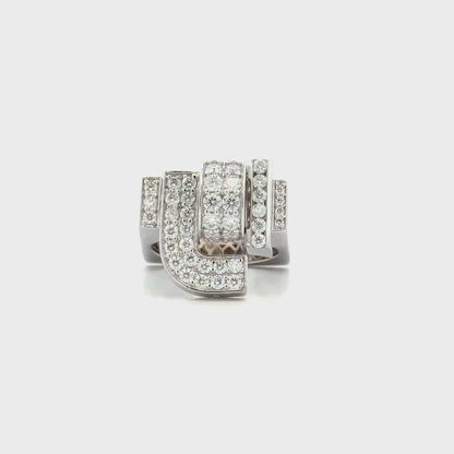 Diamond cluster ring 14k white gold, Unique Art Deco  diamond mens ring, mens iced out ring, gift for him, hip hop ring, pinky ring,   #7758
