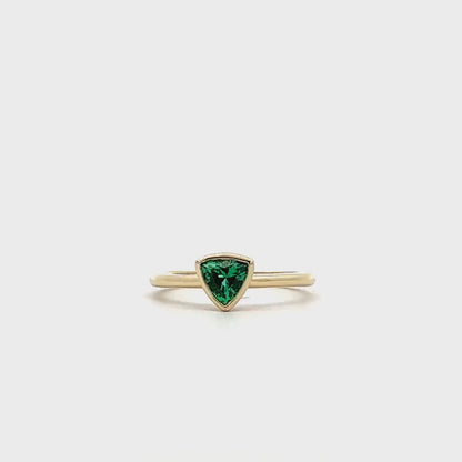 Triangle emerald bezel set 14k solid gold minimalist ring, stacking triangle ring midi triangle emerald ring simple thin delicate ring #5827