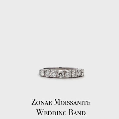 Round cut Moissanite half eternity matching wedding band 14K solid gold, stacking moissanite bridal band, dainty wedding band ladies,  #5146