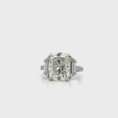 7 carat Elongated Cushion Cut Moissanite Engagement Ring 14K Gold Three Stone Bridal Ring #7879