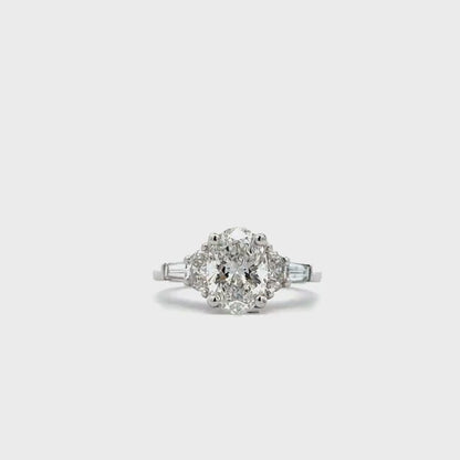 2.00 CT Oval Engagement Ring 14k Solid Gold , Lab Grown Diamond Engagement Ring , Oval Three Stone Lab Created Dimond Ring Ladies Diamond Ring #8543