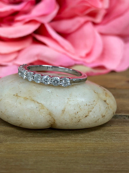 Round Brilliant Diamond Band Wedding Anniversary Band 14k White Gold #5503