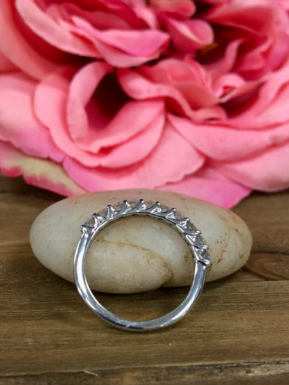 Round Brilliant Diamond Band Wedding Anniversary Band 14k White Gold #5503
