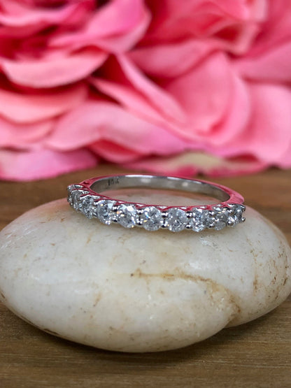 Round Brilliant Diamond Band Wedding Anniversary Band 14k White Gold #5503