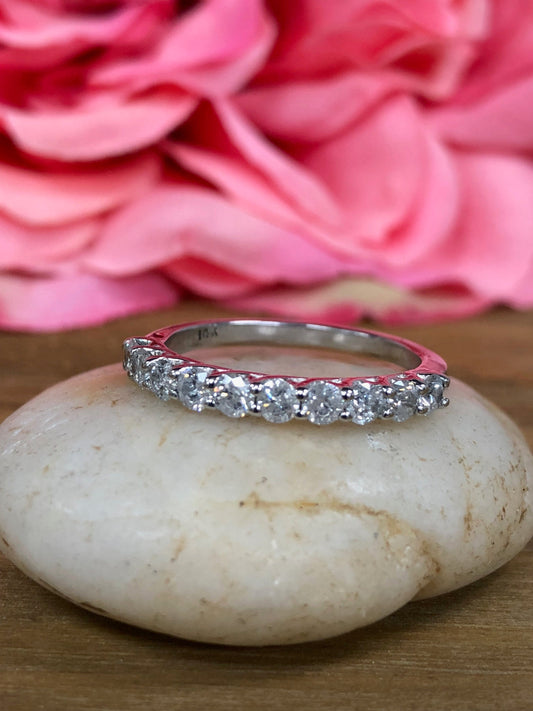 Round Brilliant Diamond Band Wedding Anniversary Band 14k White Gold #5503