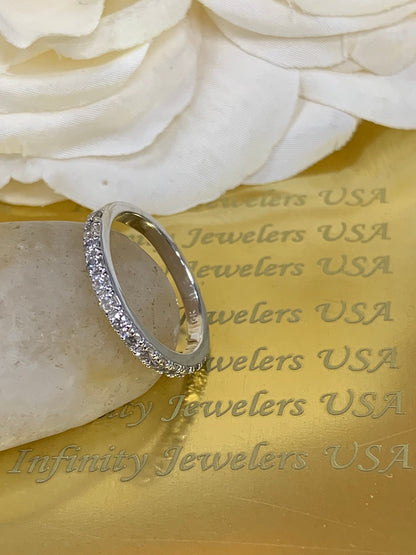 Diamond Wedding Band For Women 14k Solid Gold, Half Eternity Stacking Diamond Wedding Band,  Stackable Salt and Pepper Diamond Bands, #5900