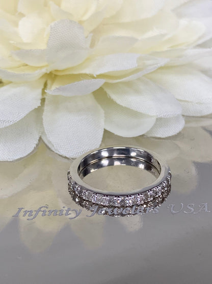 Diamond Wedding Band For Women 14k Solid Gold, Half Eternity Stacking Diamond Wedding Band,  Stackable Salt and Pepper Diamond Bands, #5900
