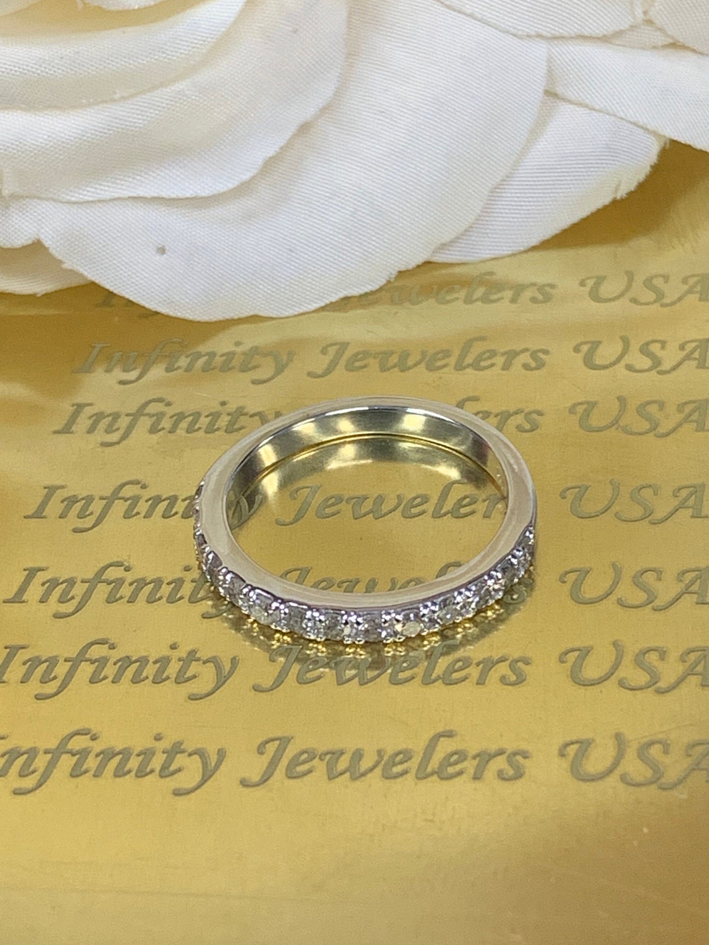 Diamond Wedding Band For Women 14k Solid Gold, Half Eternity Stacking Diamond Wedding Band,  Stackable Salt and Pepper Diamond Bands, #5900