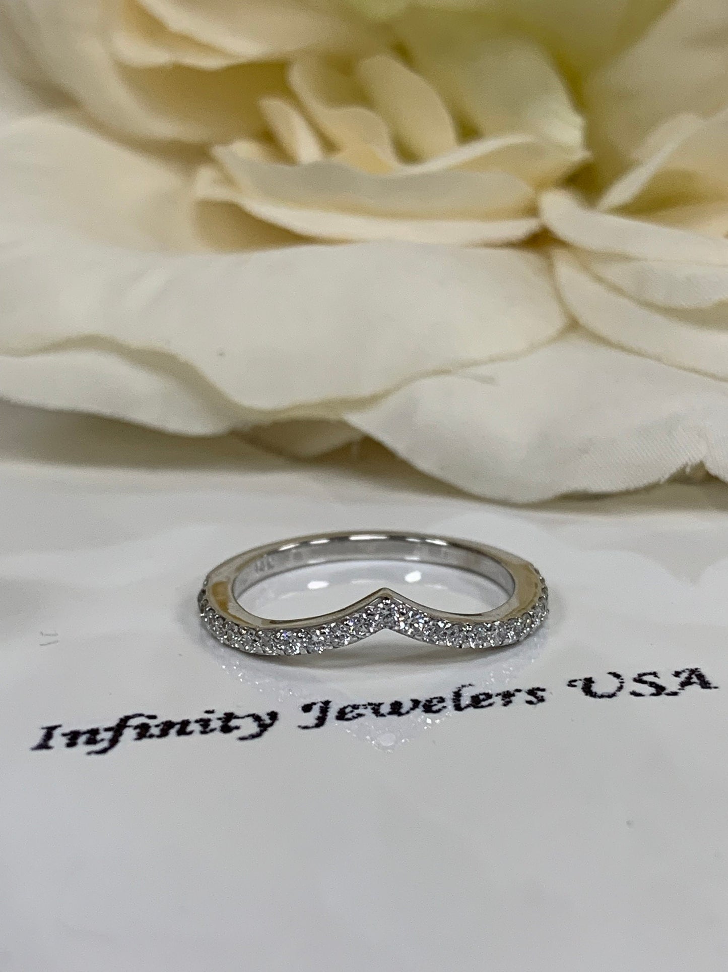 Diamond ladies wedding band,  genuine diamond stackable .25 dtw. band, 14k white gold   #5930