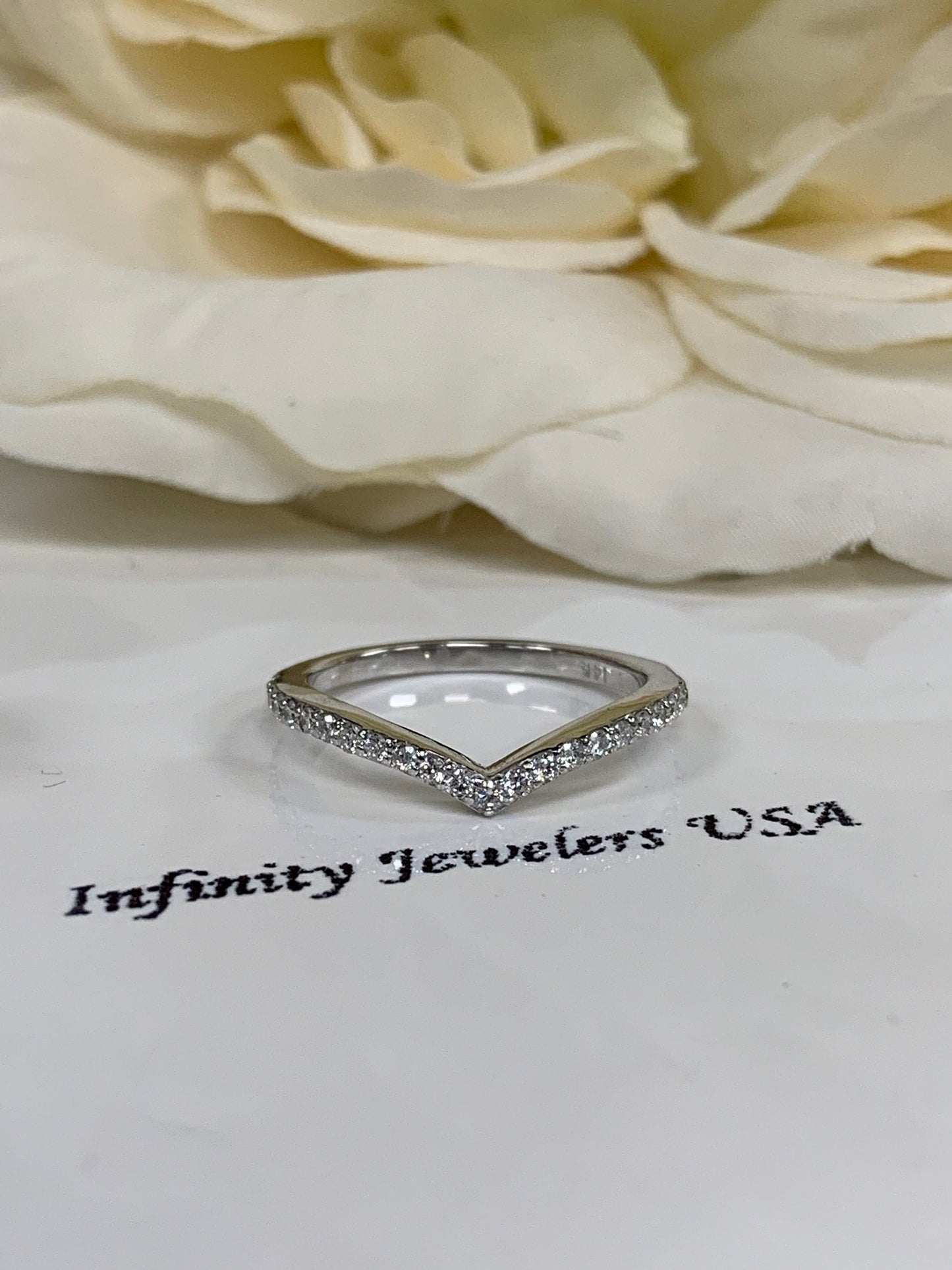 Diamond ladies wedding band,  genuine diamond stackable .25 dtw. band, 14k white gold   #5930