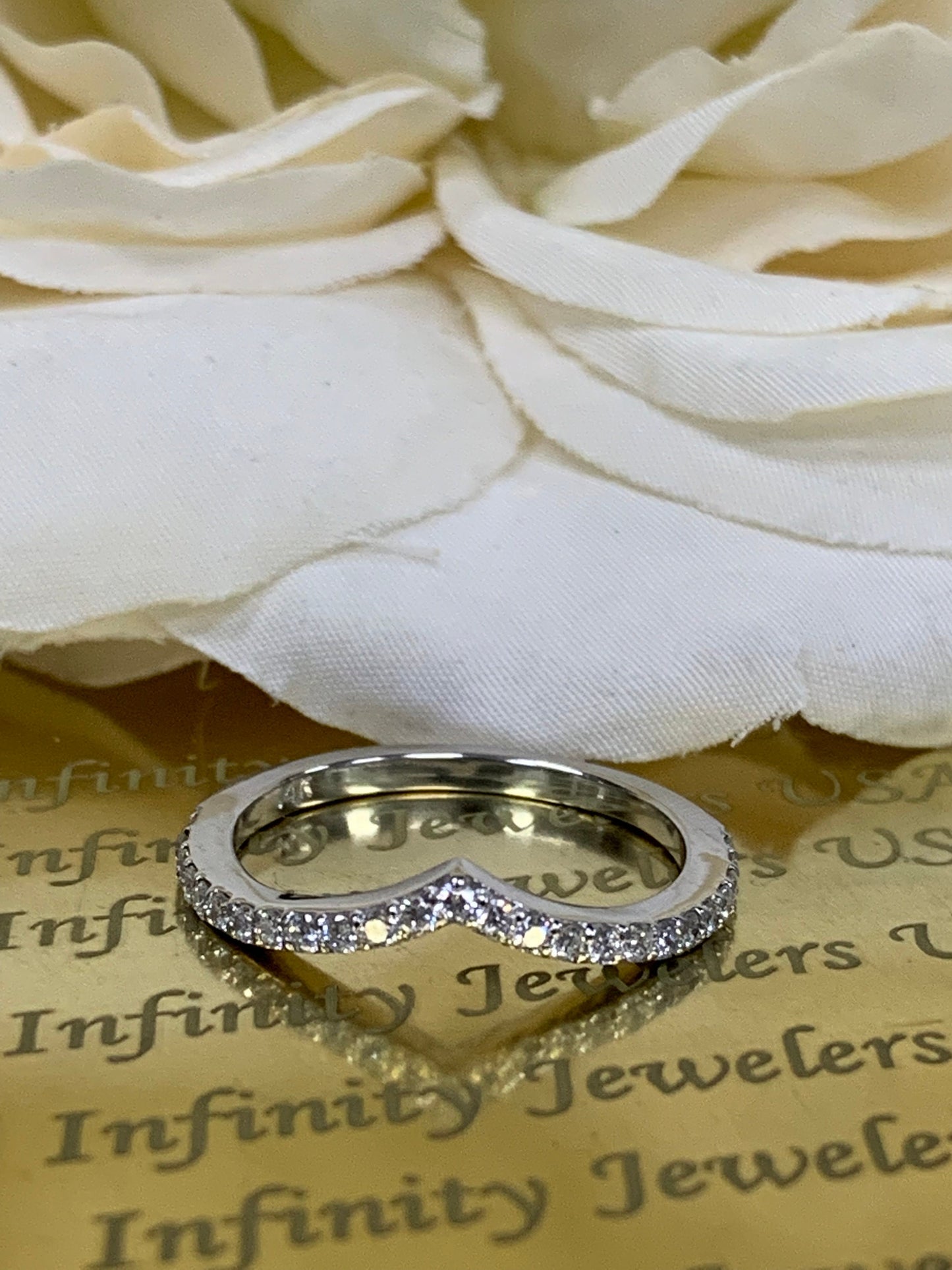 Diamond ladies wedding band,  genuine diamond stackable .25 dtw. band, 14k white gold   #5930