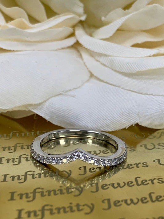 Diamond ladies wedding band,  genuine diamond stackable .25 dtw. band, 14k white gold   #5930