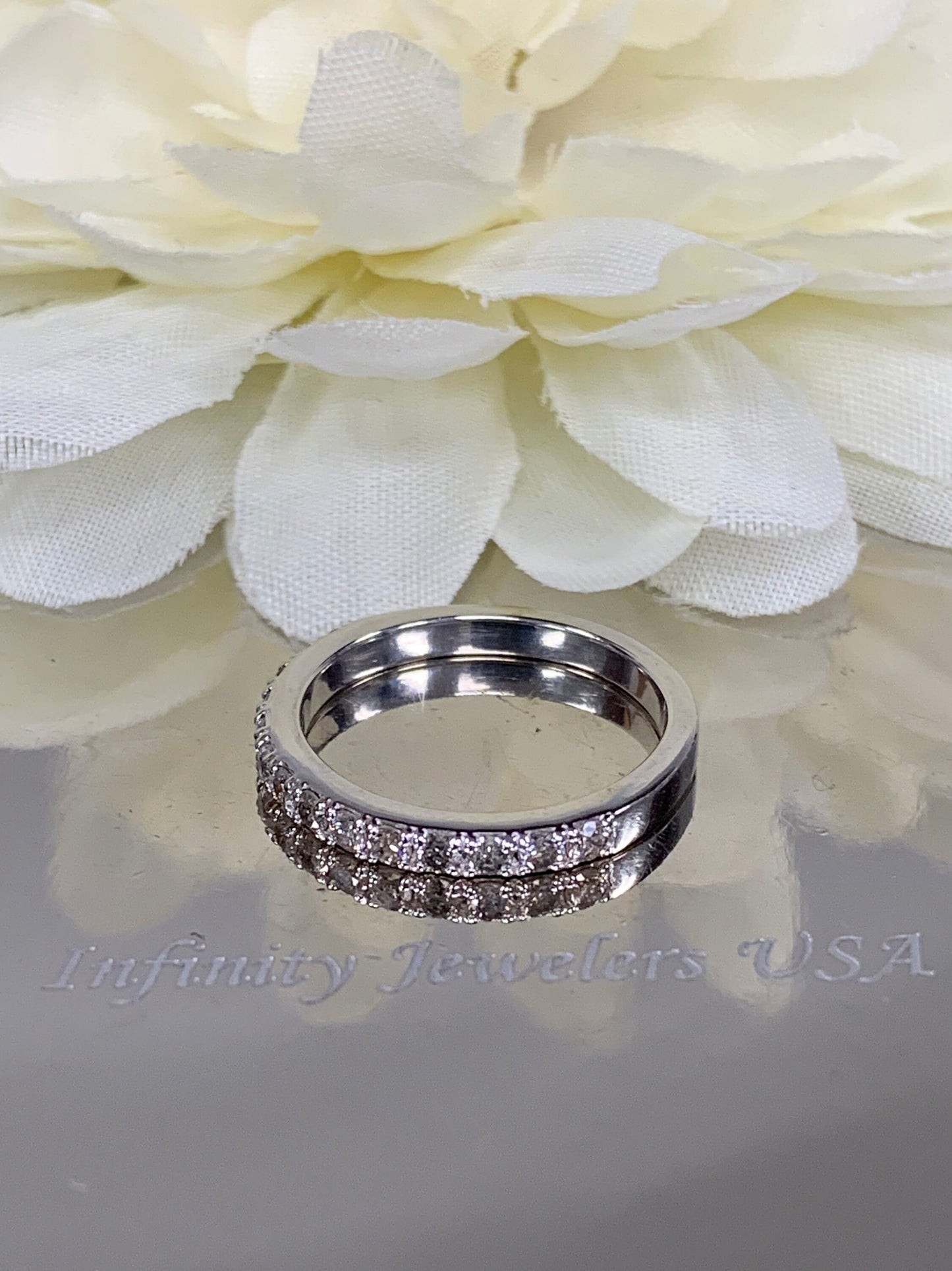 Diamond Wedding Band For Women 14k Solid Gold, Half Eternity Stacking Diamond Wedding Band,  Stackable Salt and Pepper Diamond Bands, #5900