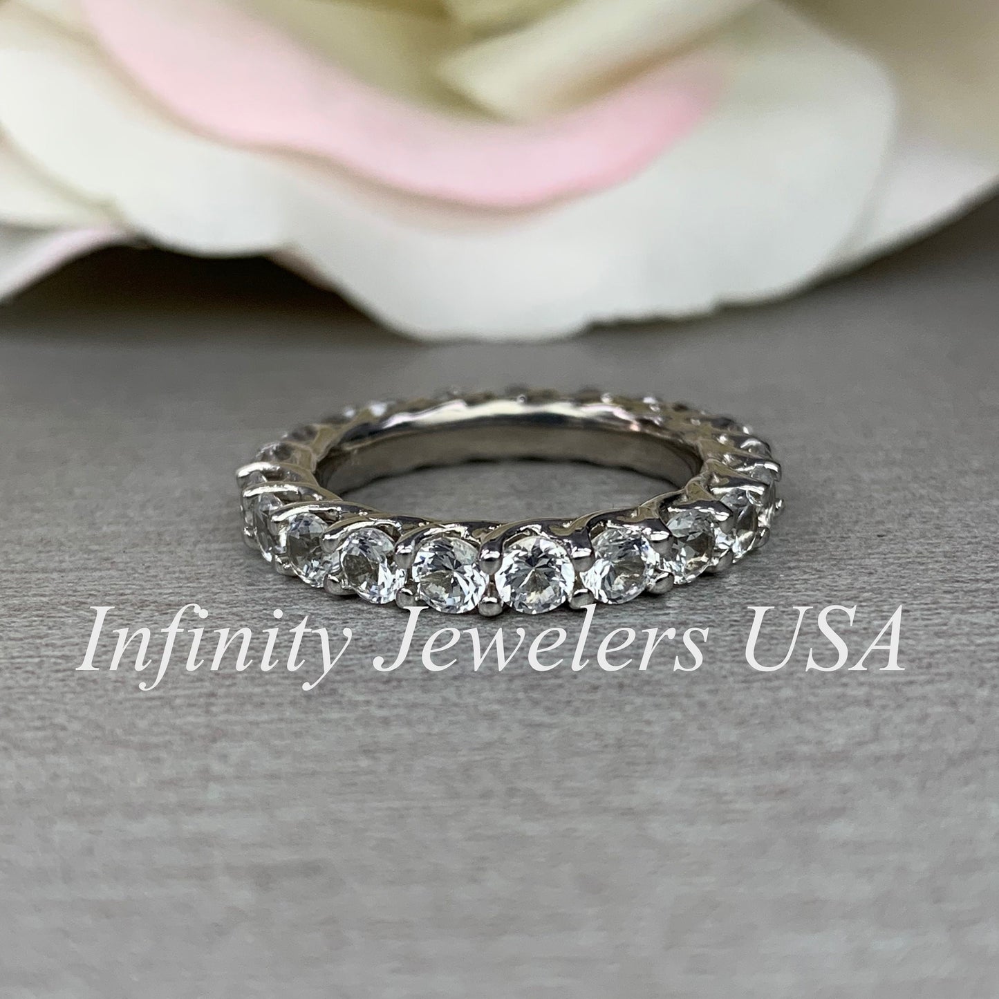 Moissanite Eternity Band, Stackable Eternity Band, Round Moissanite Wedding Band, 14K Gold Wedding Ring, Ladies Eternity Ring, #7036