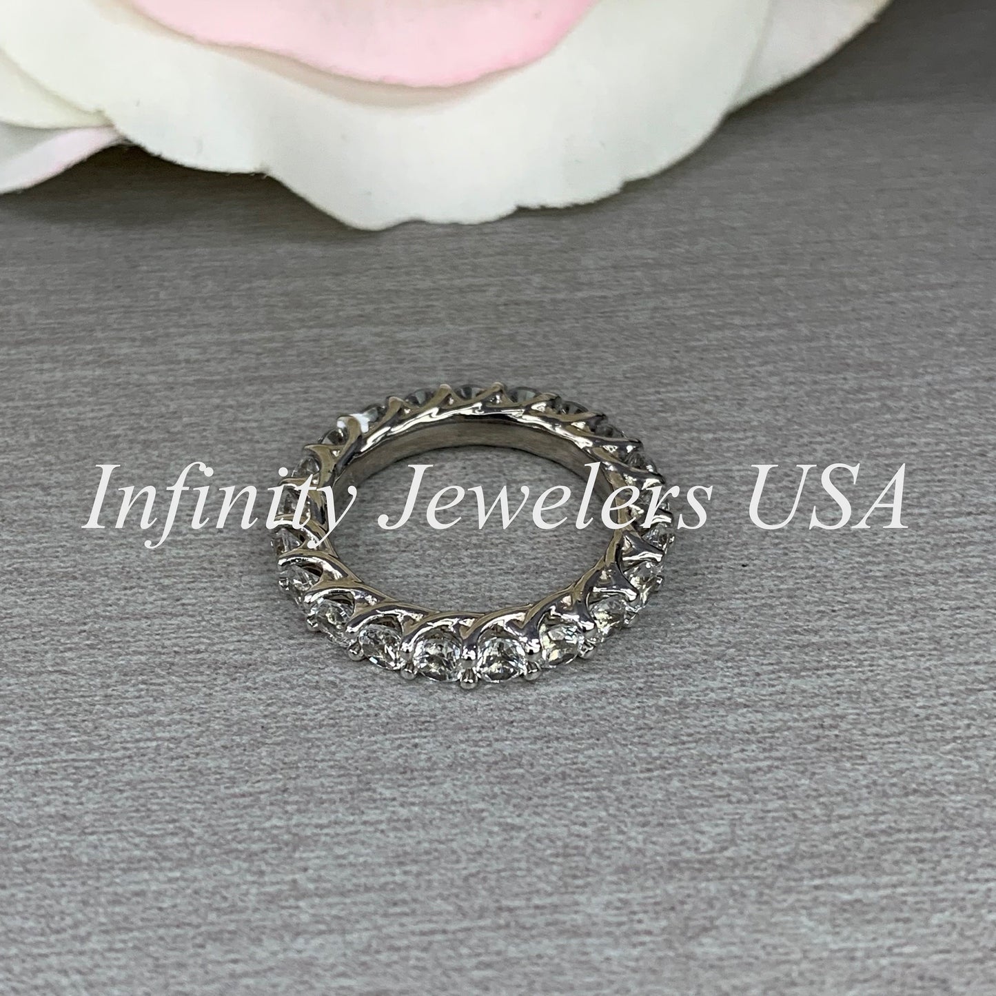 Moissanite Eternity Band, Stackable Eternity Band, Round Moissanite Wedding Band, 14K Gold Wedding Ring, Ladies Eternity Ring, #7036