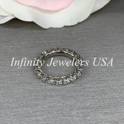 Moissanite Eternity Band, Stackable Eternity Band, Round Moissanite Wedding Band, 14K Gold Wedding Ring, Ladies Eternity Ring, #7036