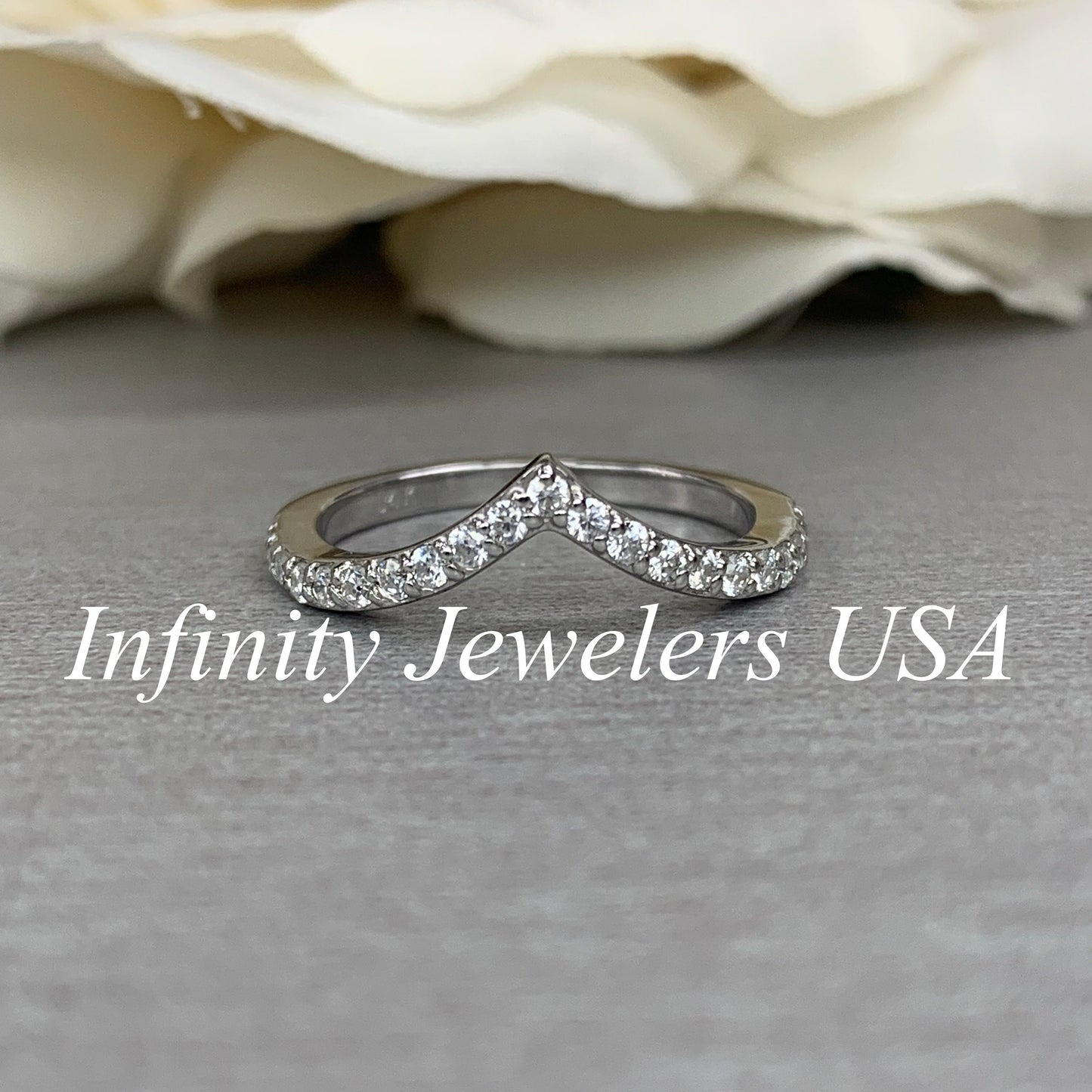 Moissanite V Shaped Band Stacking Promise Ring, Forever One Chevron Diamond Ring, V Shaped Stackable Diamond Rings Stacking Midi Ring #6225