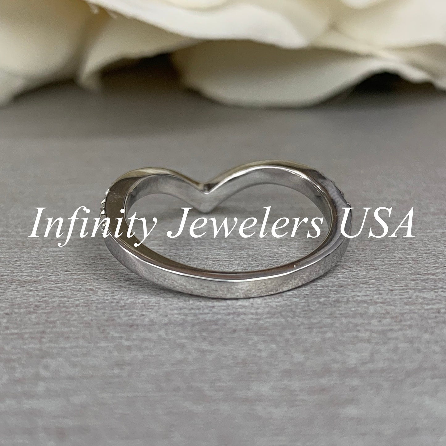 Moissanite V Shaped Band Stacking Promise Ring, Forever One Chevron Diamond Ring, V Shaped Stackable Diamond Rings Stacking Midi Ring #6225
