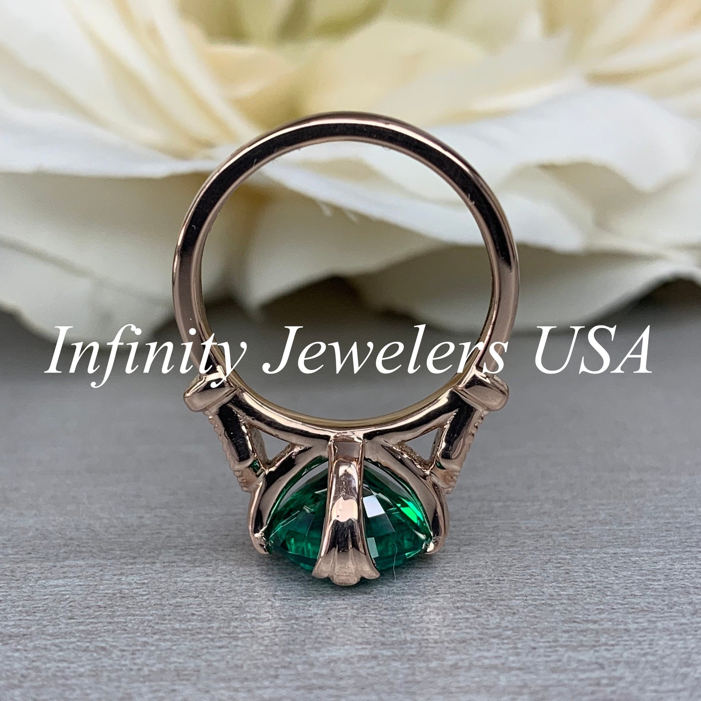 Round Emerald Engagement Ring Rose Gold Vintage Rose Gold Emerald Engagement Ring Unique Emerald Wedding Promise Anniversary Ring Women 6227