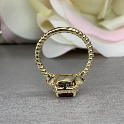 Antique ruby ring 14K yellow gold, Ruby engagement ring, July birthstone ring, Dainty vintage ruby ring