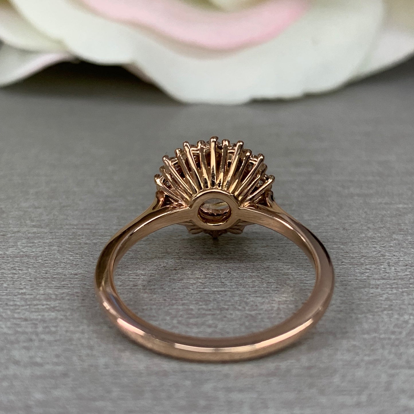 Morganite Ring For Women Rose Gold Morganite Engagement Ring With Moissanite Halo Simple Round Cut Morganite Engagement Ring With Halo #4880