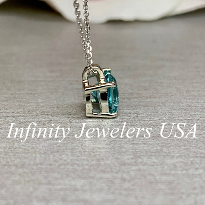 Web Cut Necklace / Neon Blue Paraiba Necklace / Octagon Pendant / 18" Cable Chain / 14k White Gold / #6262