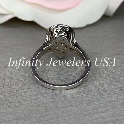 Certified Moissanite Pear Shape And Diamond Halo 3.00ctw.  Engagement Wedding Anniversary Ring  14K White Gold