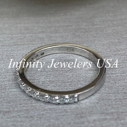 Moissanite Stacking Ladies Band / Engagement Matching Band / 14k White Gold / #6226