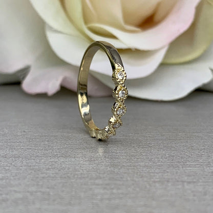 Womens Wedding band Yellow Gold Petite Twist Dainty Diamond Twist Style Wedding Band Stacking Diamond Twist Band Infinity Wedding Band #3846