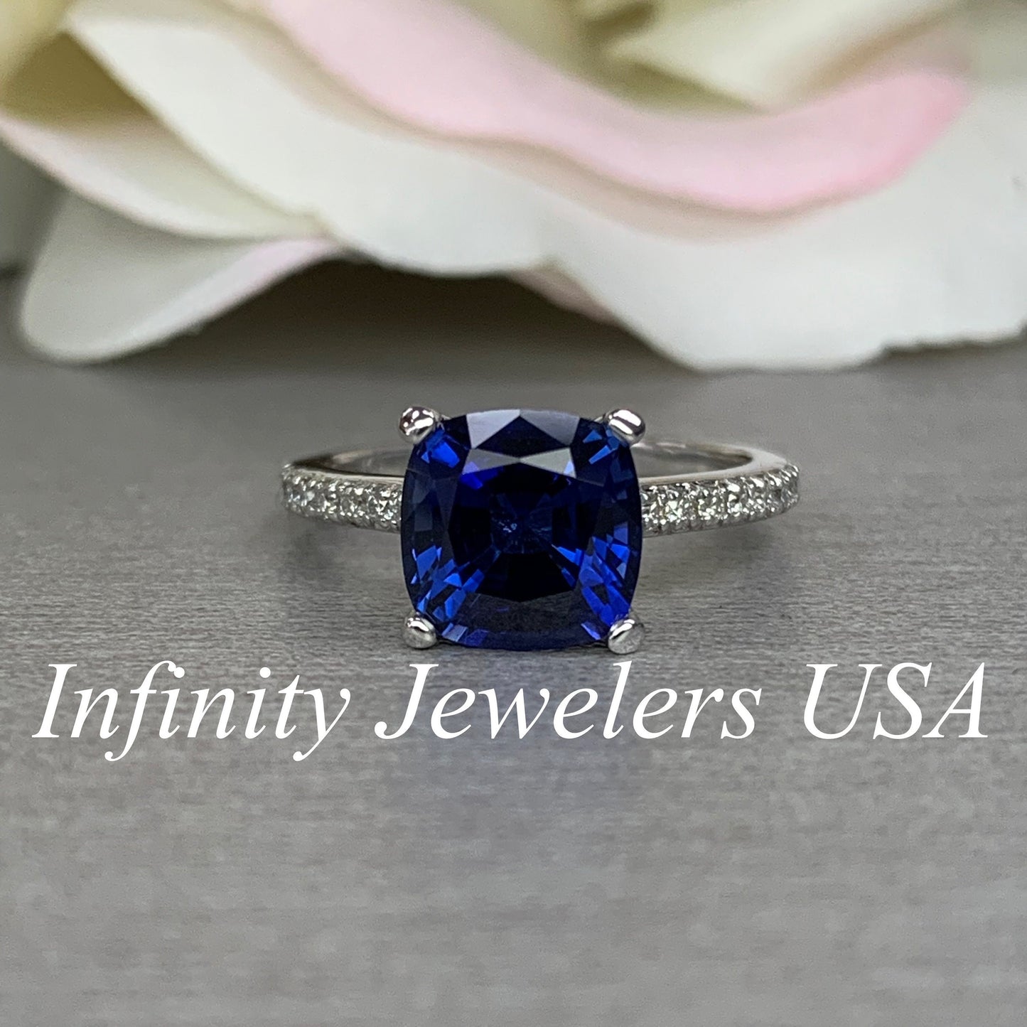 Blue Sapphire Ring 14k solid gold, Cushion Cut Blue sapphire Engagement Ring, September Birthstone Jewelry, Something Blue Bridal Ring