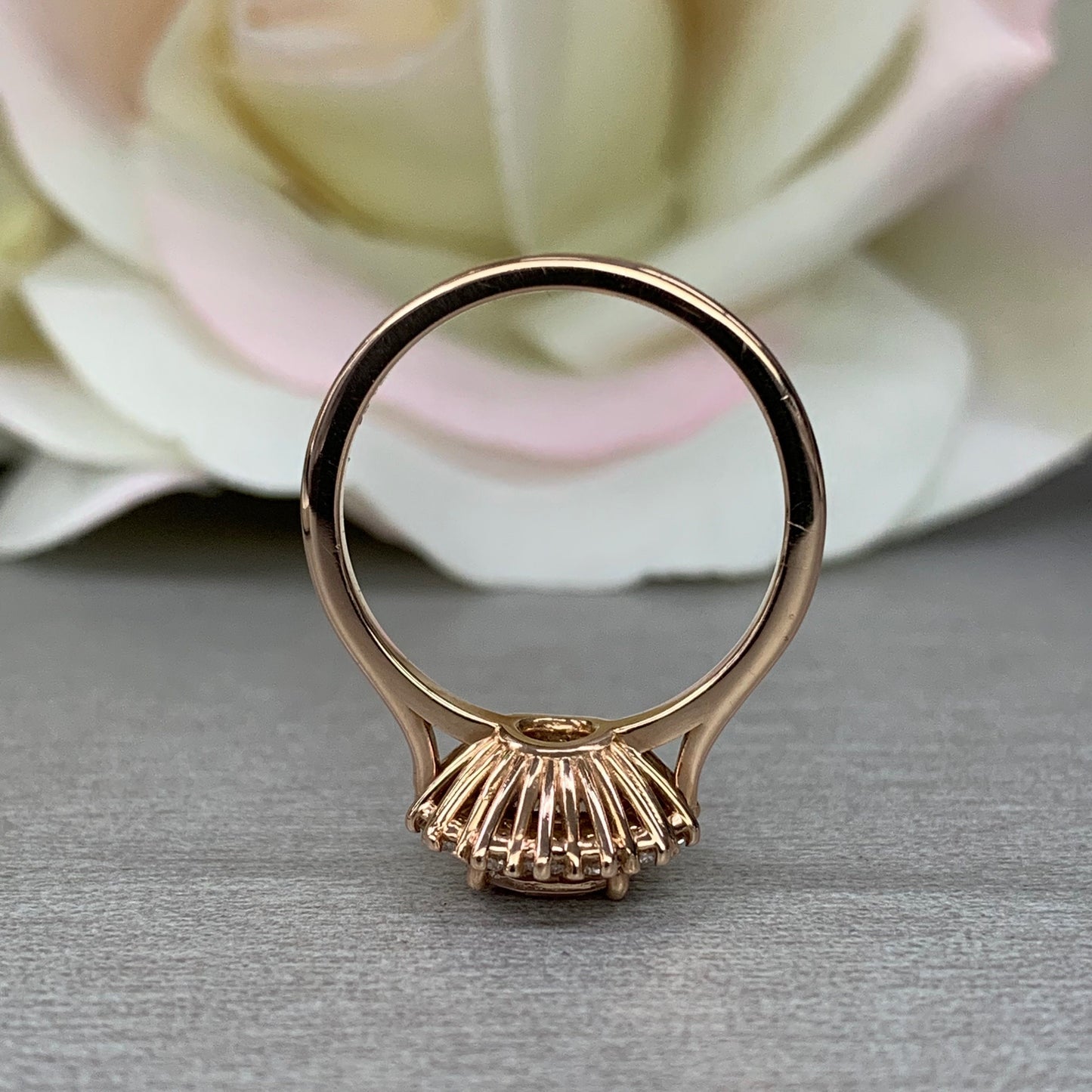 Morganite Ring For Women Rose Gold Morganite Engagement Ring With Moissanite Halo Simple Round Cut Morganite Engagement Ring With Halo #4880