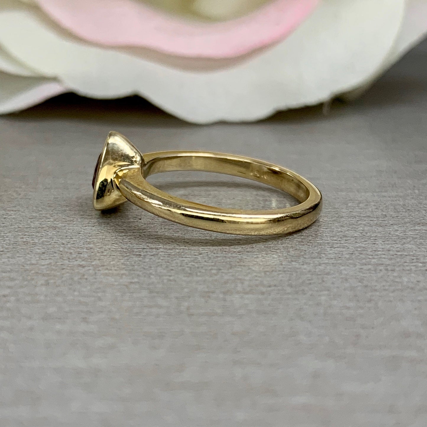 Pink Tourmaline Ring 14k solid gold, Pink Stone Bezel Set Triangle Ladies Ring, Simple Pink Dainty Stacking Ring, Pink Engagement Ring, 5810