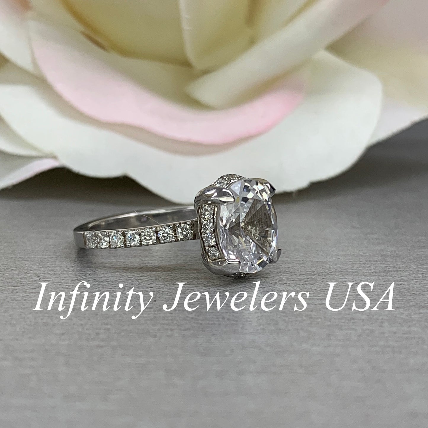 Moissanite Oval Cut Engagement Ring, Moissainte Solitaire Engagement Ring, Bridal Ring, Anniversary Ring, Gift For Her, Closeout #5366
