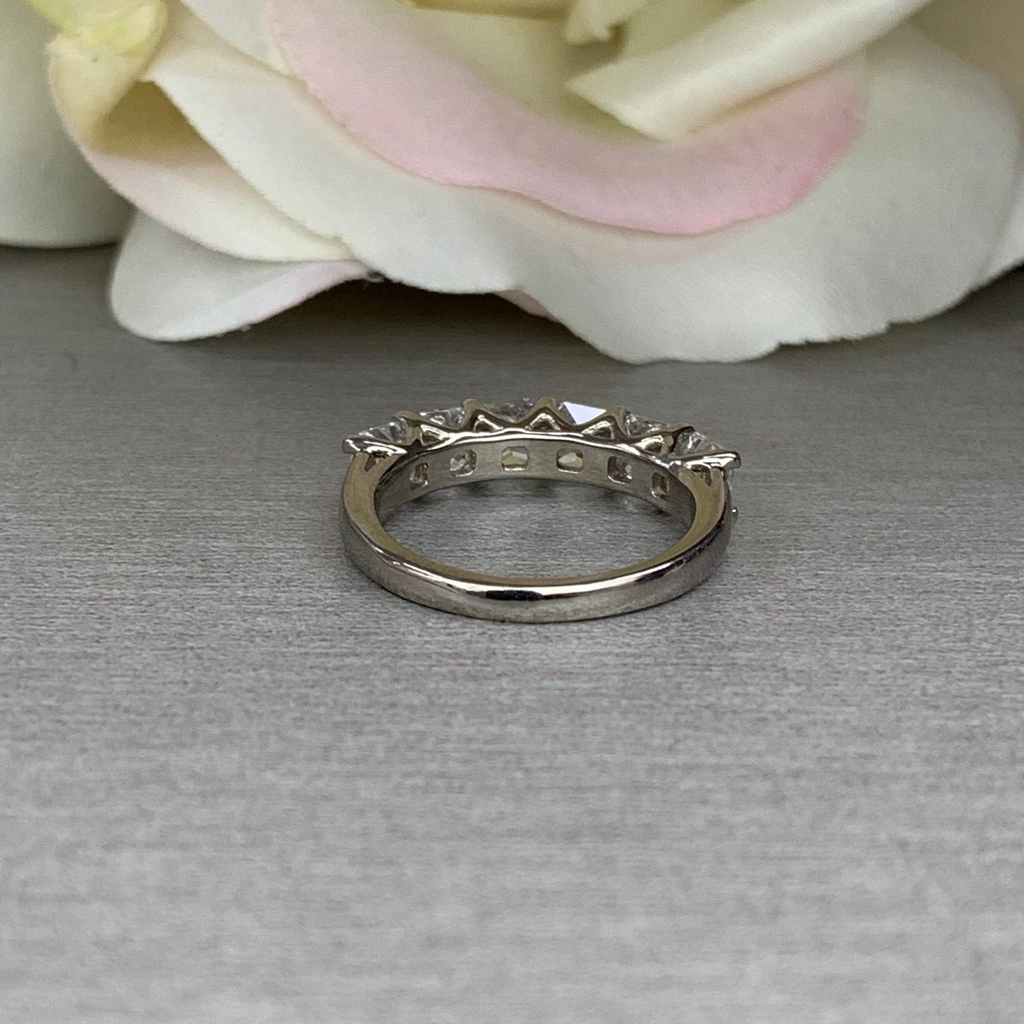 Radiant Cut Engagement Ring / Certified Moissanite Matching Ring / Six Stone Stacking Ring / 14k White Gold / #6322