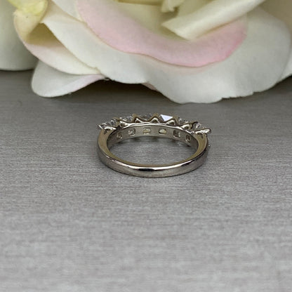 Radiant Cut Engagement Ring / Certified Moissanite Matching Ring / Six Stone Stacking Ring / 14k White Gold / #6322