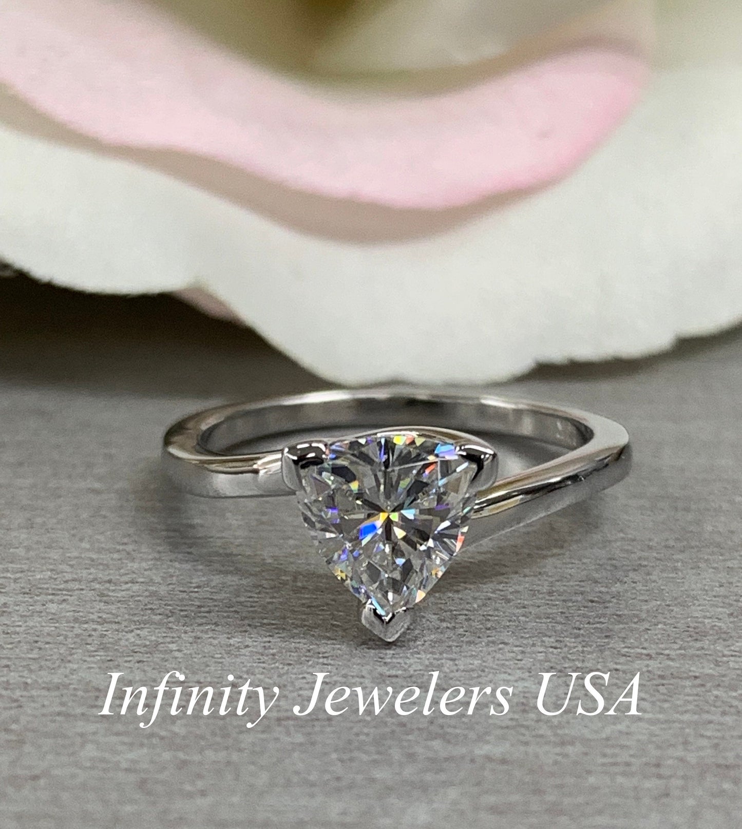 Certified Moissanite, Moissanite Engagement Ring, Trillion Cut Solitaire Moissanite Ring, Unique Engagement Ring, 14k Gold Ring